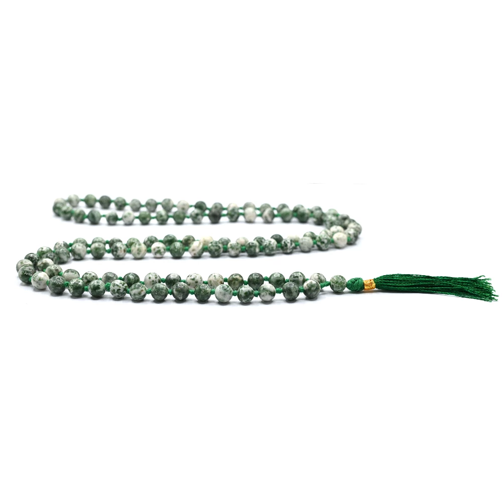 Tree Agate Mala (Hand Knotted)