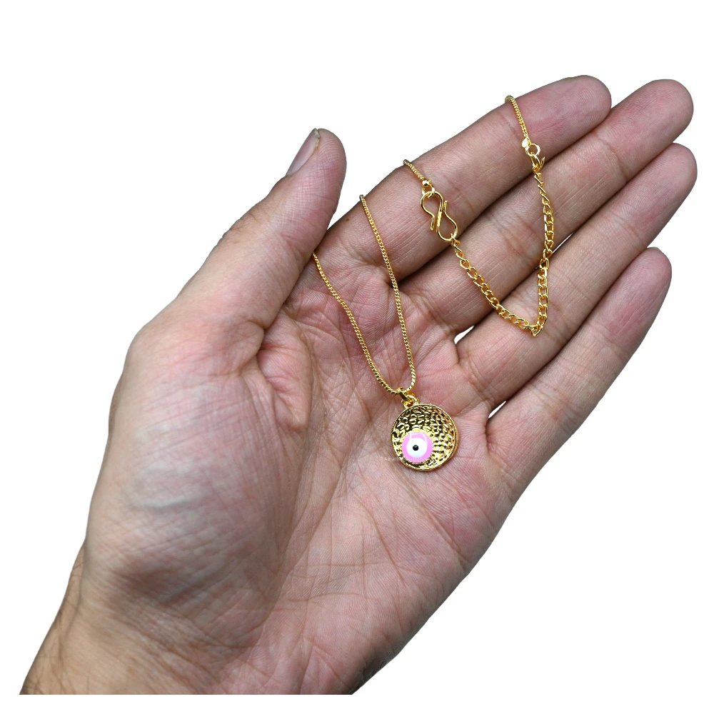 Pink Minimal Evil Eye Pendant