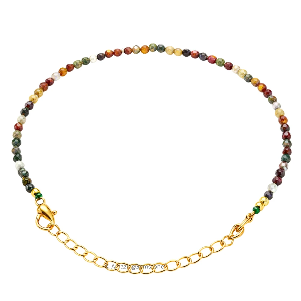 Mookaite Crystal Bracelet - 2mm Faceted Bead (Gold)