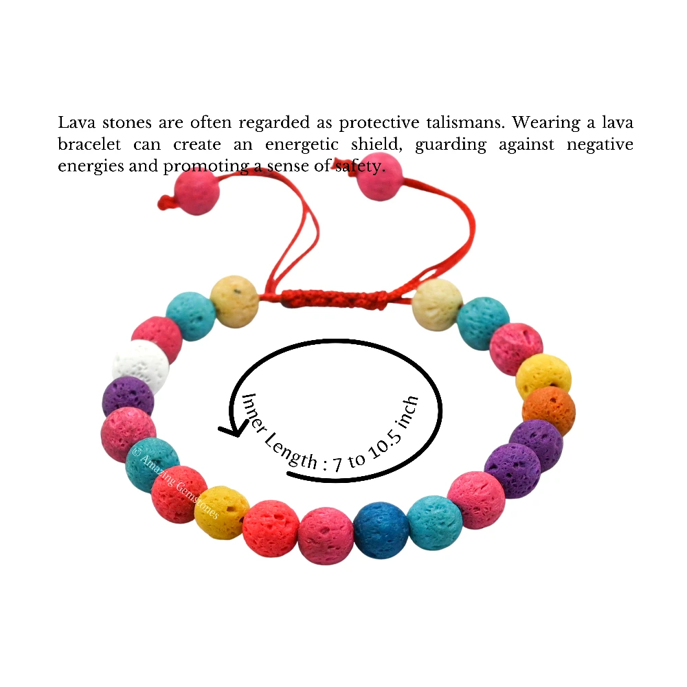 Multi Lava Stone Bracelet (Adjustable)