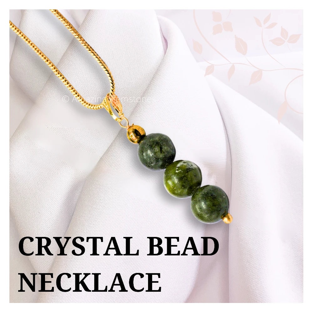 Green Jade Bead Pendant (Gold)