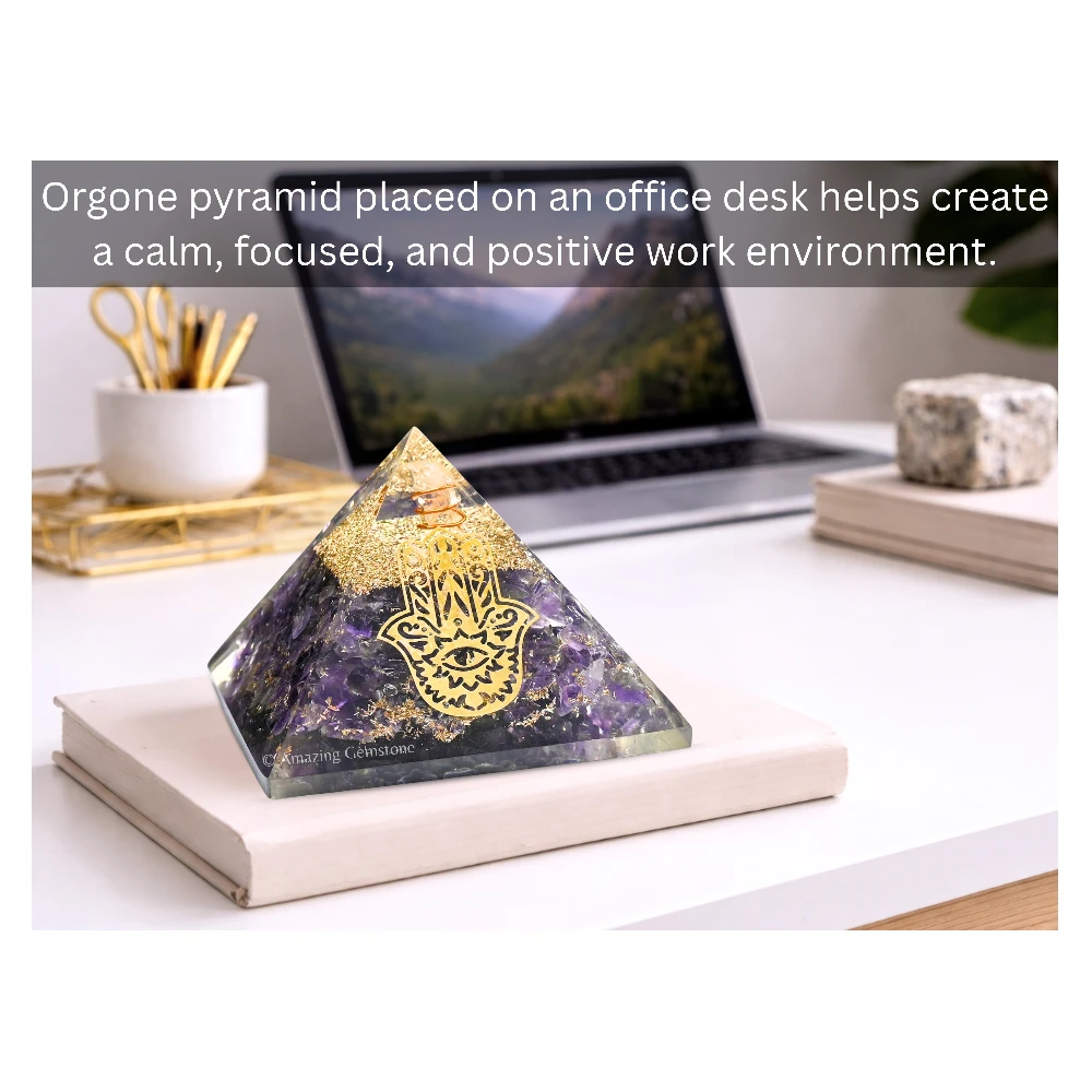 Amethyst Orgone Pyramid - Big Hamsa