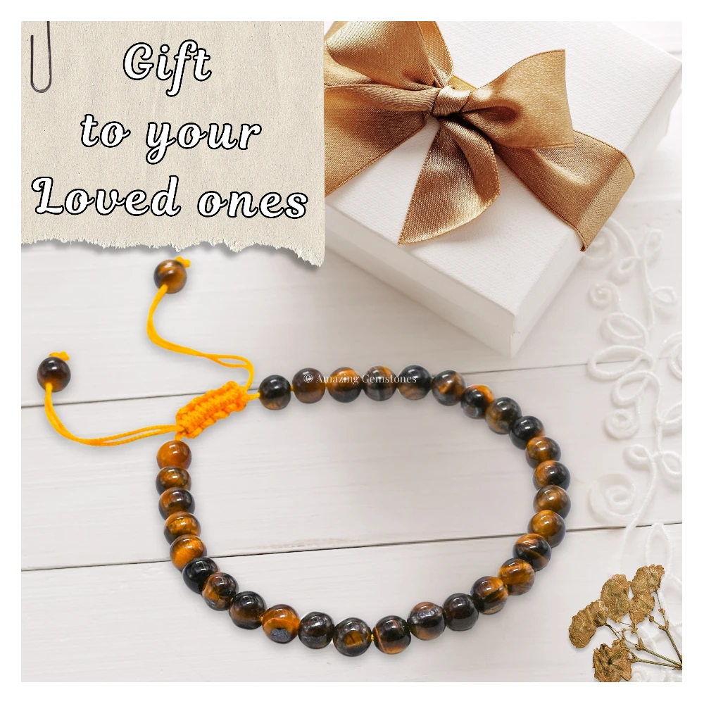 Tiger Eye Healing Crystal Bracelets - 6mm Beads (Adjustable)