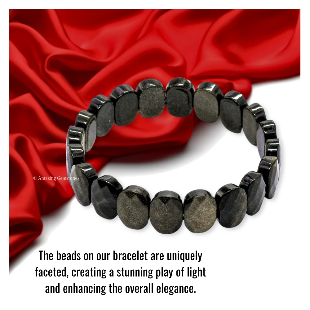 Golden Sheen Obsidian Faceted Bracelet - Oval Stone