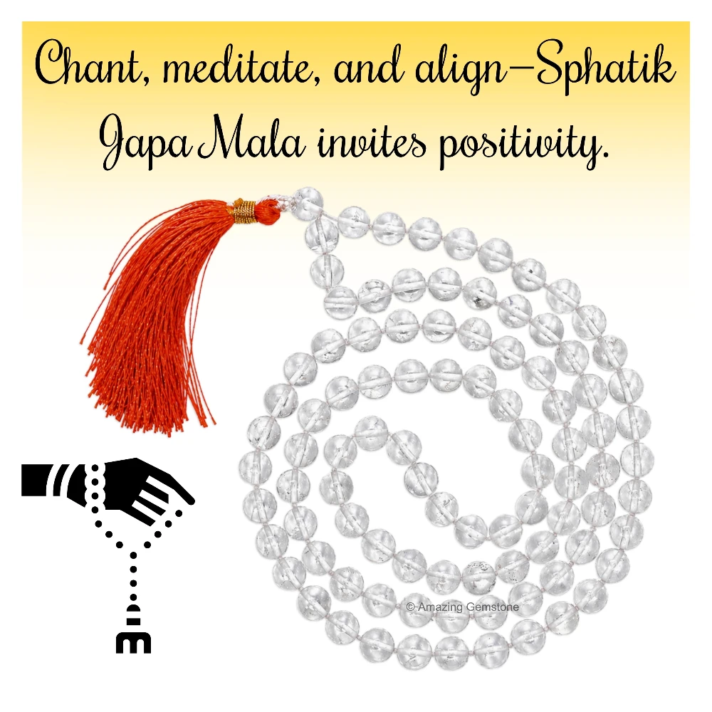Sphatik Mala - A Grade 8mm Beads (Hand Knotted)