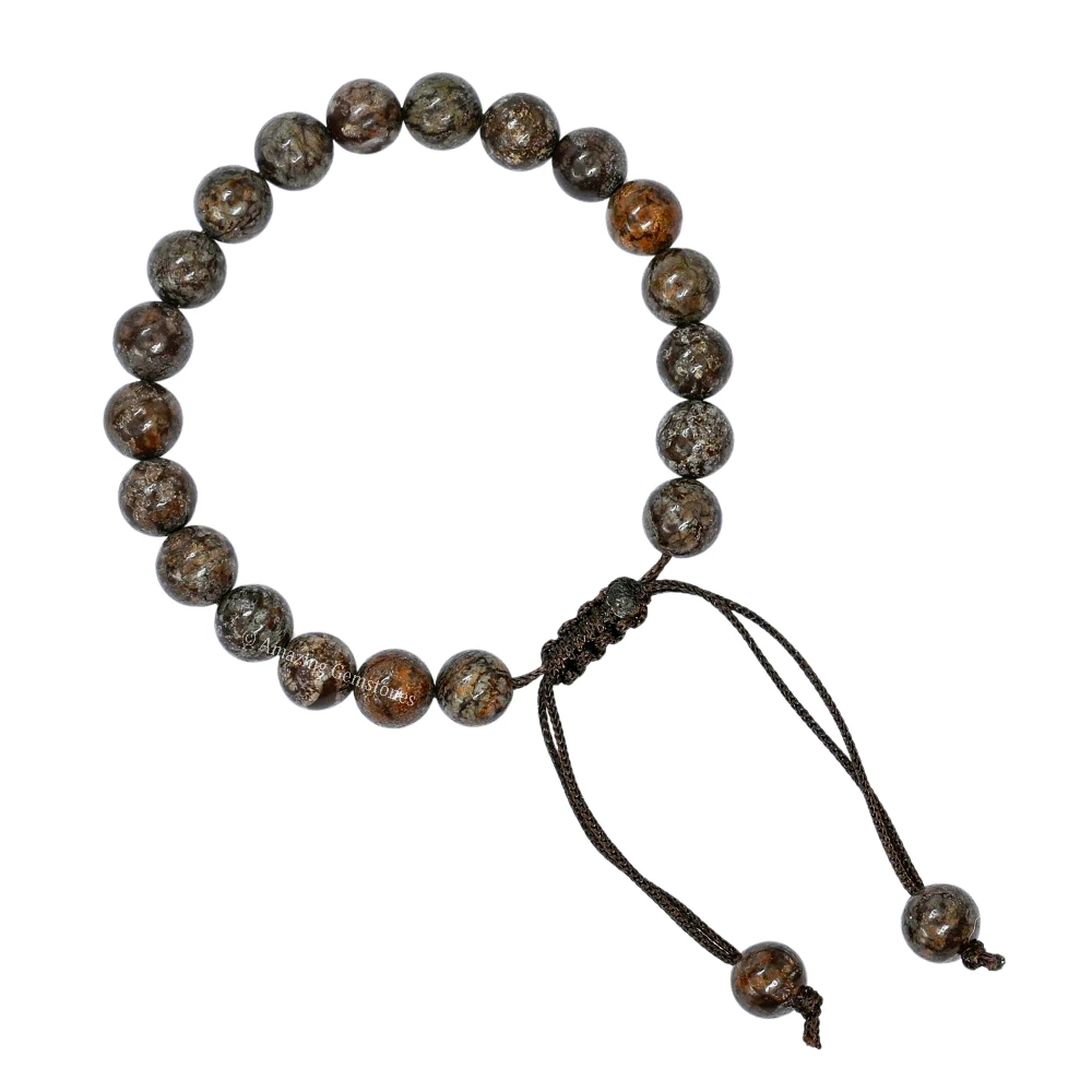 Brown Snowflake Obsidian Bracelet (Adjustable)