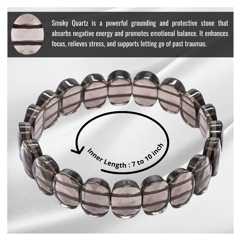 Smoky Quartz Faceted Bracelet - Oval Stone