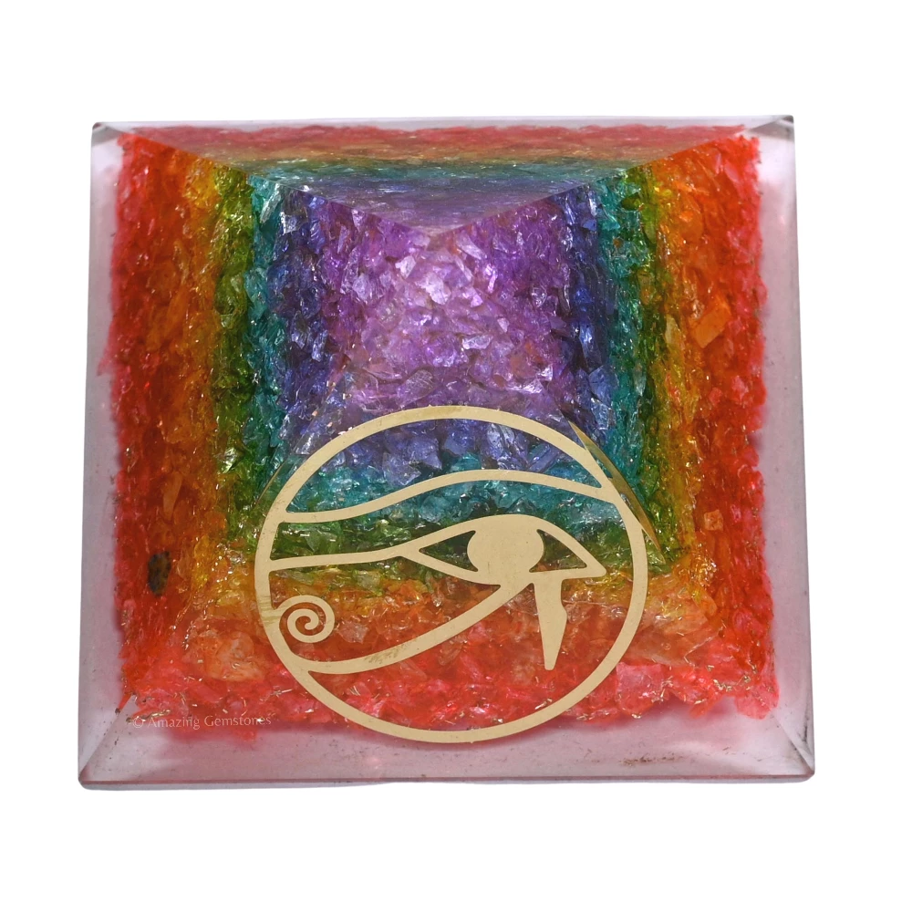 Chakra Onyx Orgone Pyramid - Eye of Ra