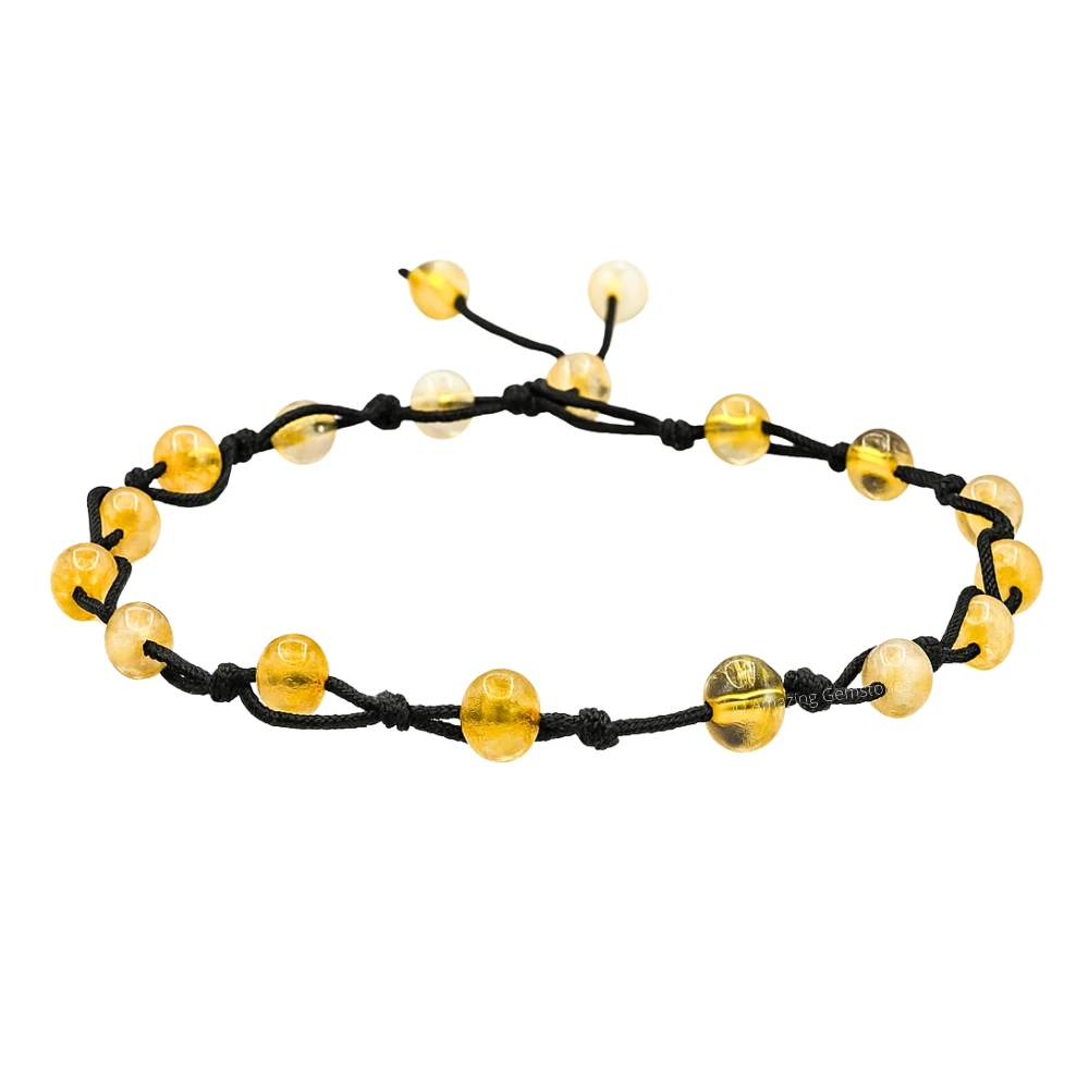 Citrine Anklet (Hand Knotted)