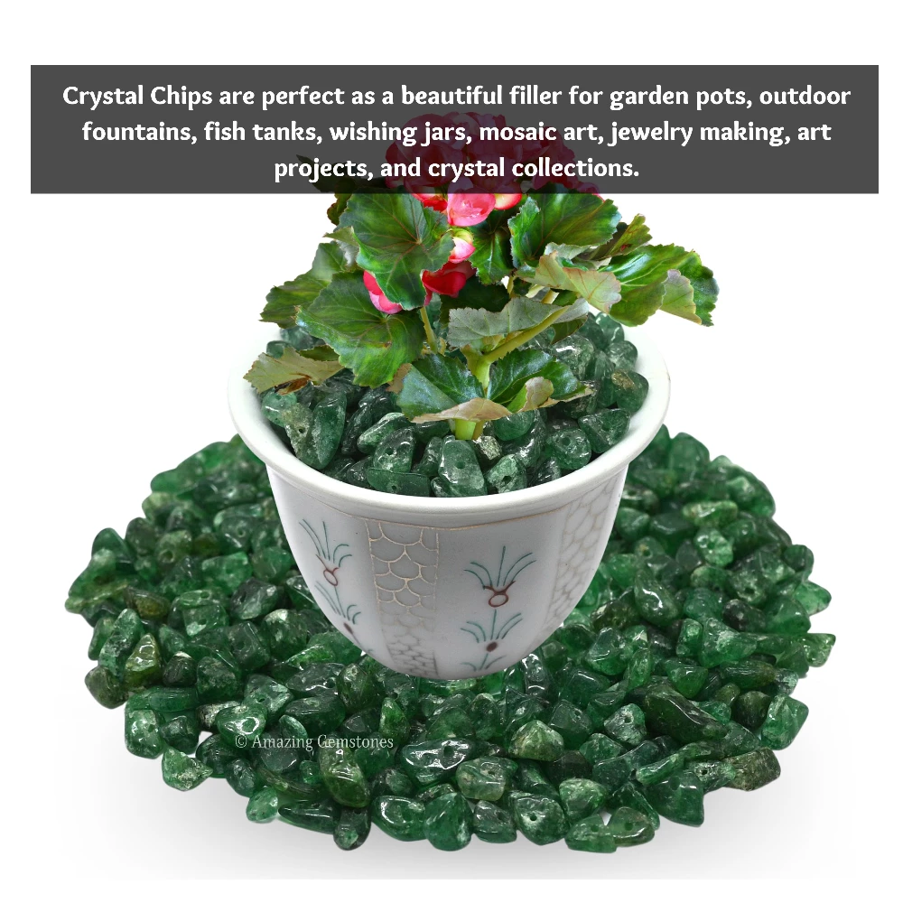 Dark Green Aventurine Chips - Pre Drilled