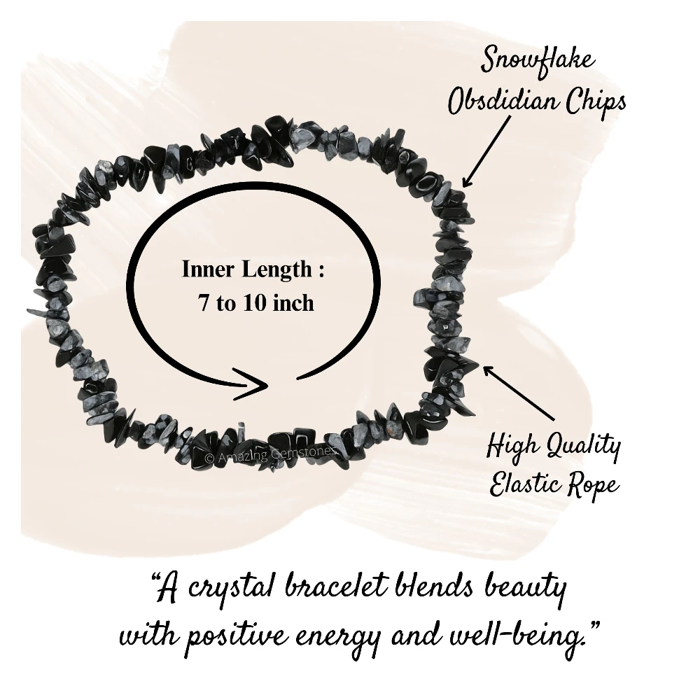 Snowflake Obsidian Chips Bracelet