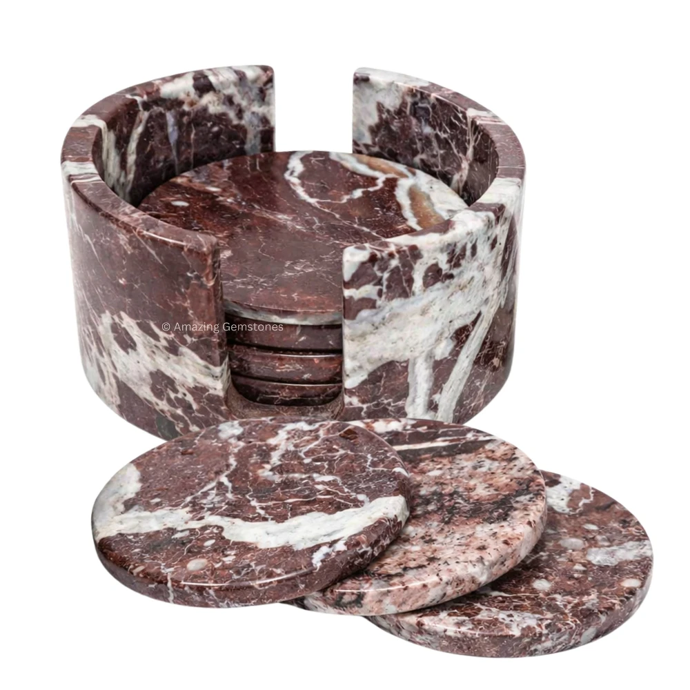 Red Zebra Onyx Coasters (Set of 6)