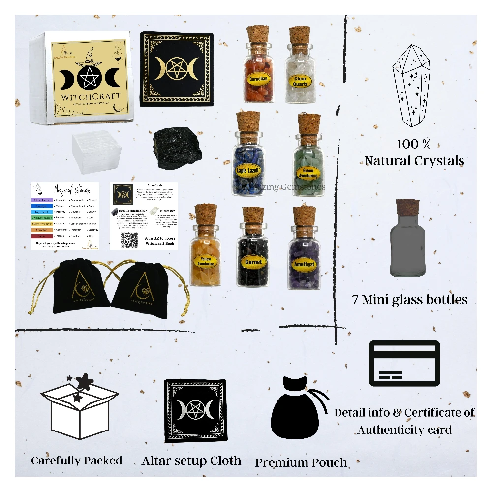 Spell Jars Kit for Witchcraft Supplies  - Premium Set of 11