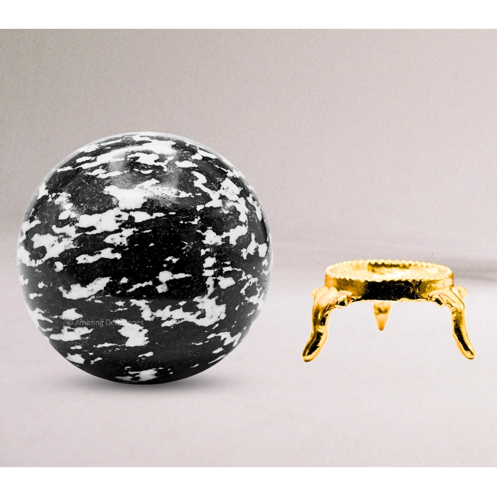 Large White and Black Tourmaline Sphere (2.5 Inch)