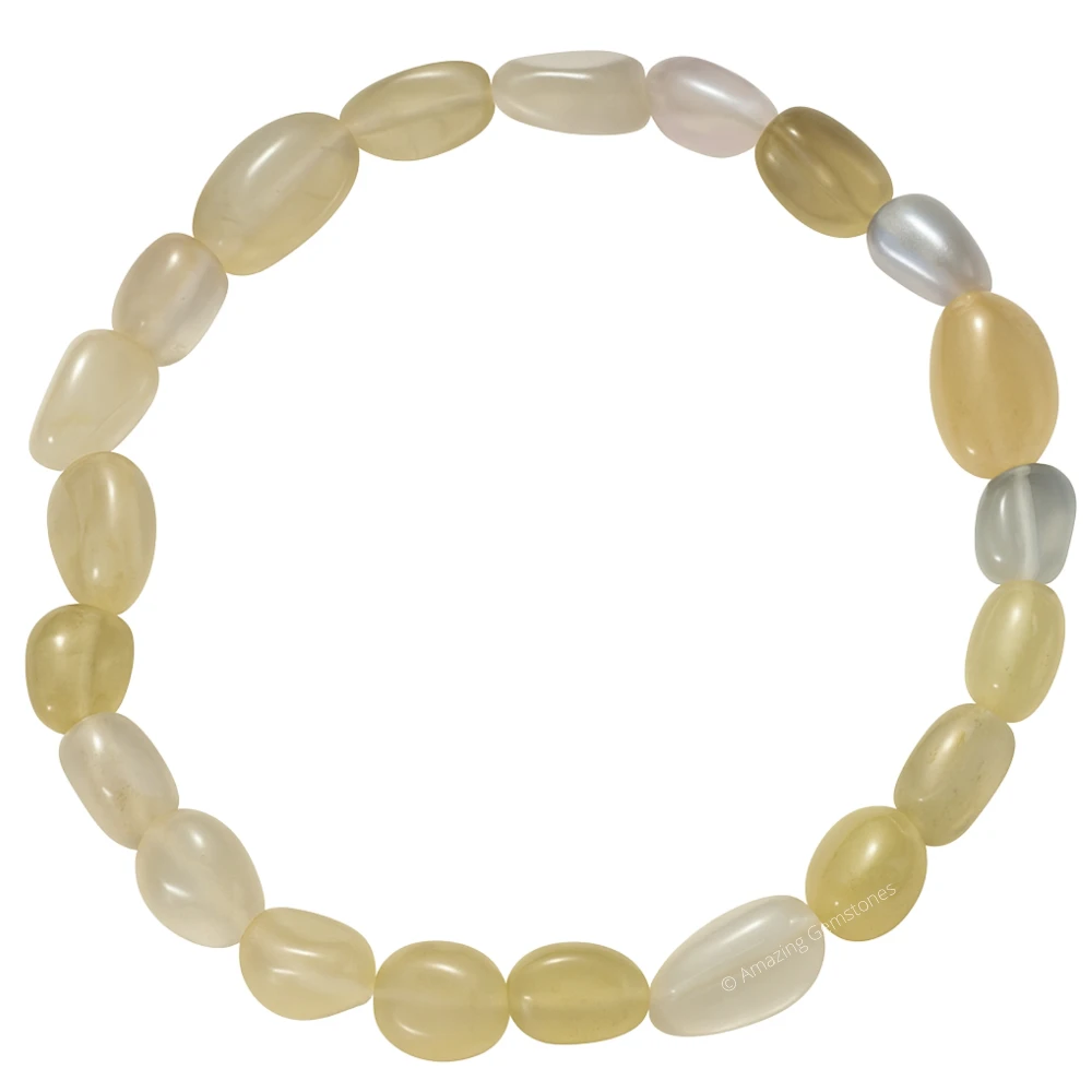 White Moonstone Tumbled Stone Bracelet (Stretchable)