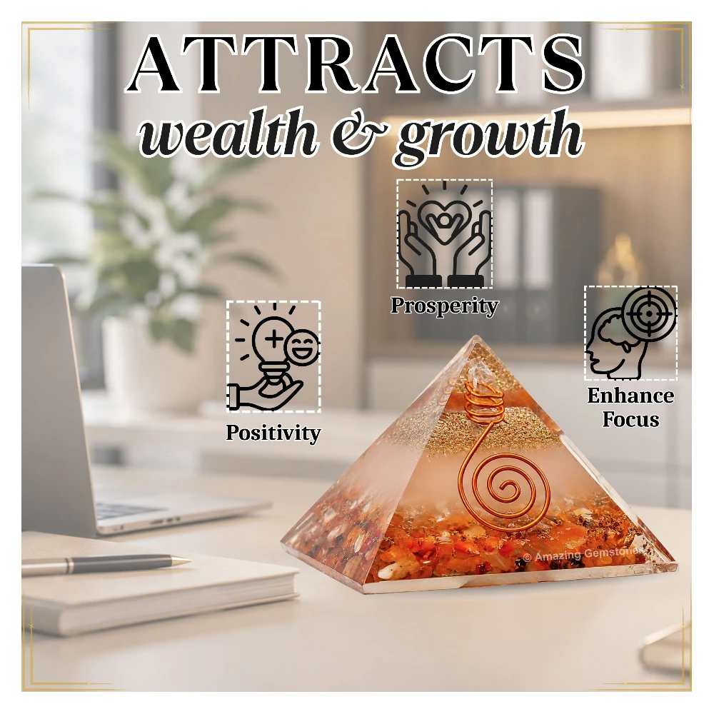 Carnelian Orgone Pyramid - Glow in Dark