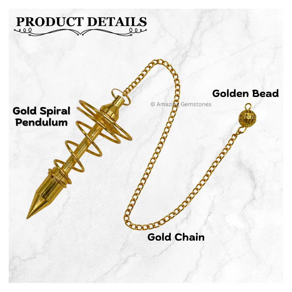 Copper Metal Pendulum - Gold Vortex Spiral Twisted (MP02)