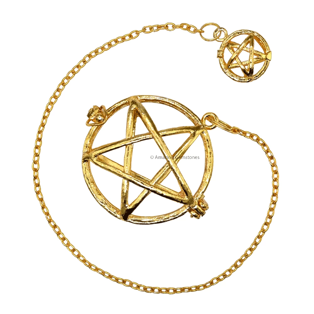 Copper Metal Pendulum - Gold Circular Star Cage (MP74)
