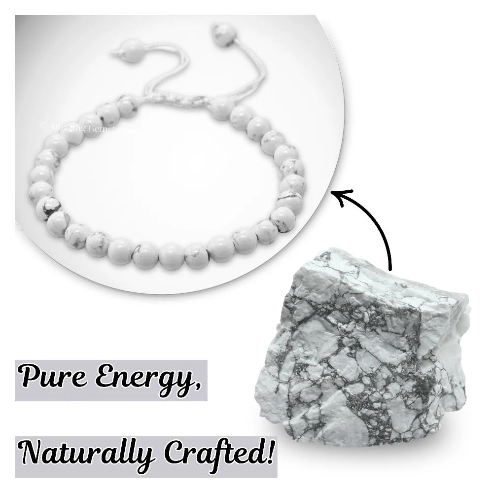Howlite Healing Crystal Bracelets - 6mm Beads (Adjustable)