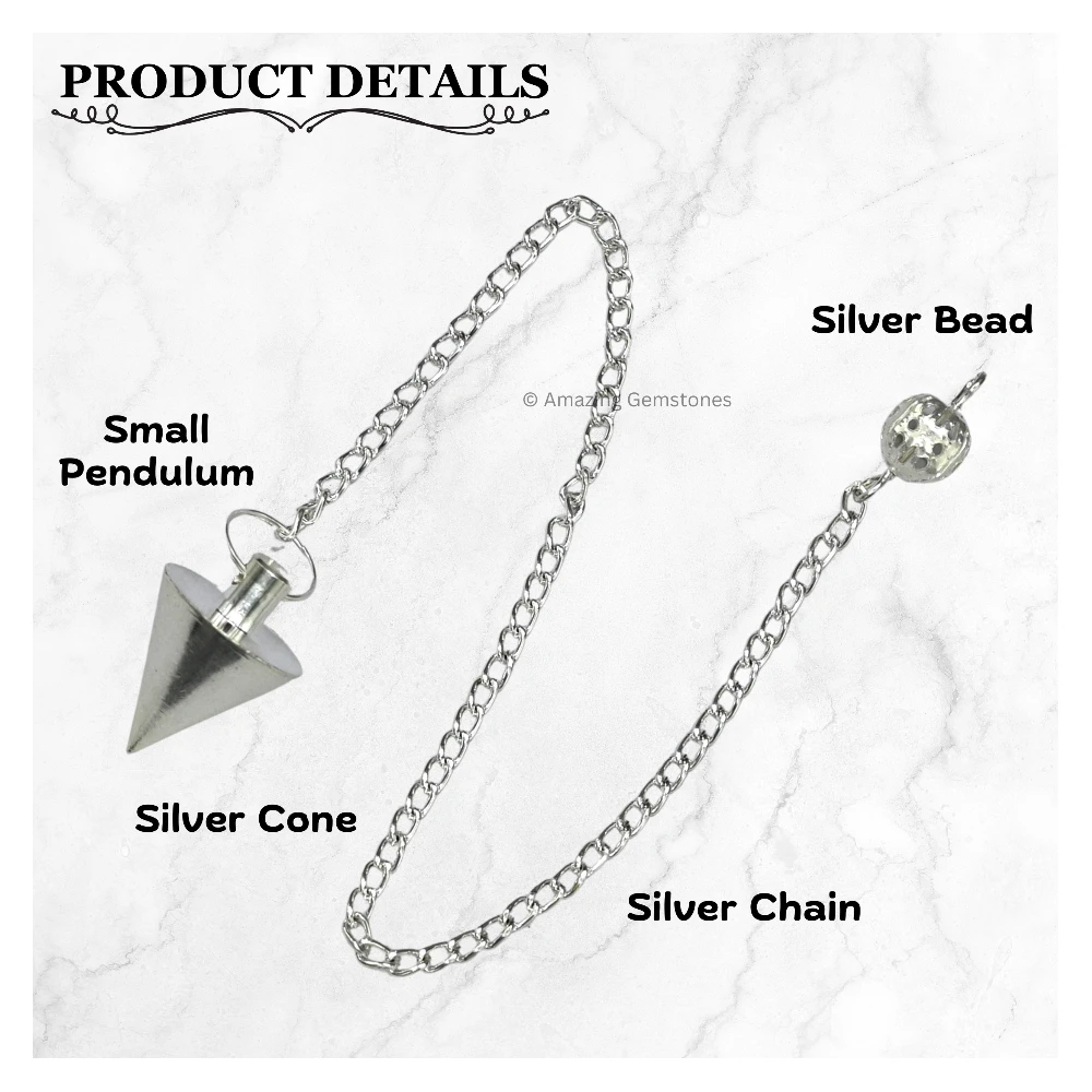 Copper Metal Pendulum - Silver Small Cone (MP67)