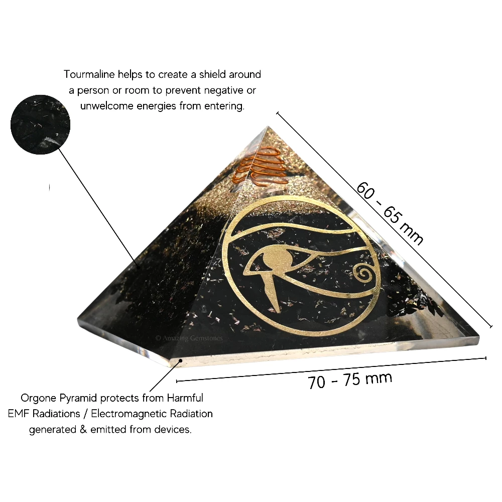 Black Tourmaline Orgone Pyramid - Eye of Horus