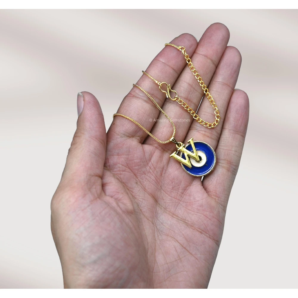 Evil Eye Pendant Necklace with W Initial