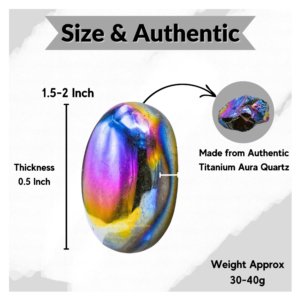 Titanium Aura Quartz Palm Stone