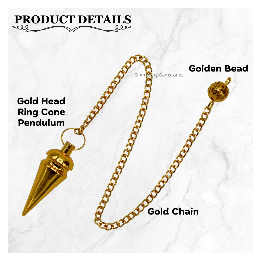 Copper Metal Pendulum - Gold Cone with Ring Head (MP43)