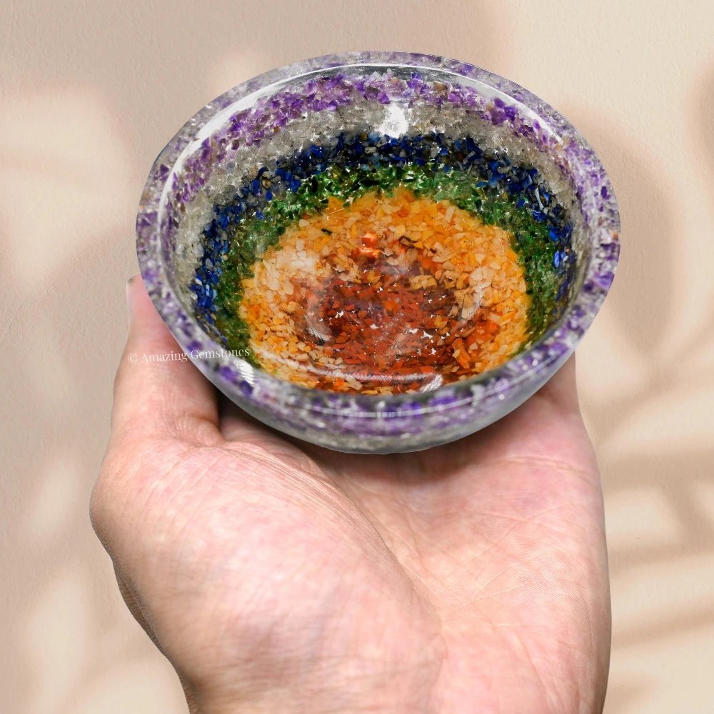 Chakra Layer Crystal Orgone Bowl (3 Inch)