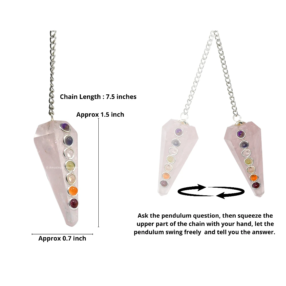Rose Quartz Chakra Crystal Pendulum