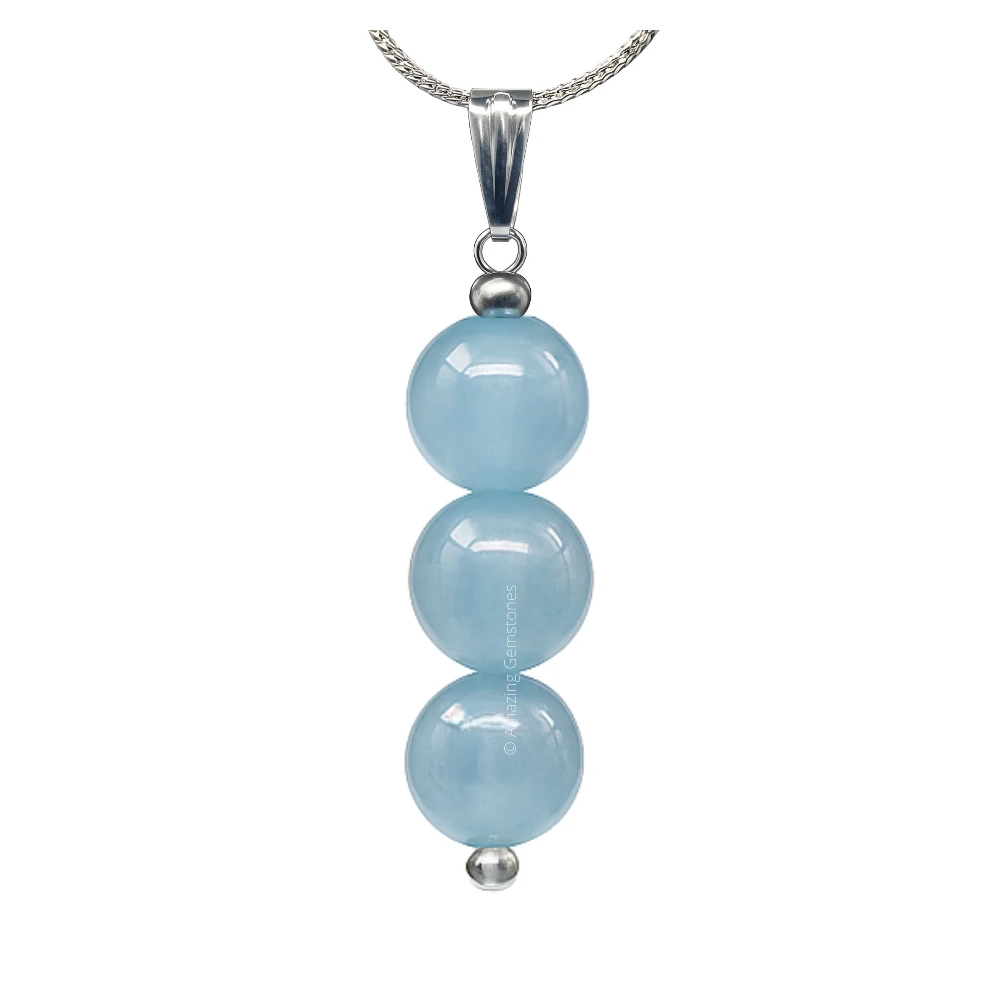 Aquamarine Bead Pendant (Silver)