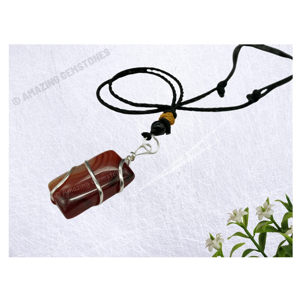 Carnelian Necklace - Spiral Rektangel (Silver)