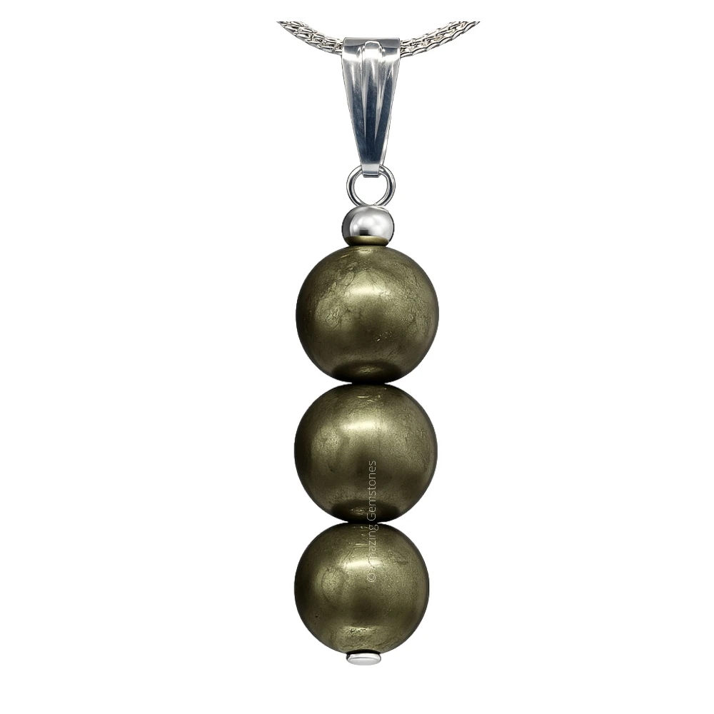 Pyrite Bead Pendant (Silver)