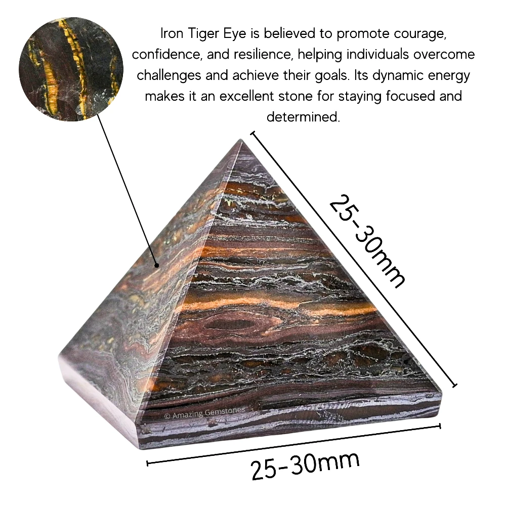 Iron Tiger Eye Pyramid (1 Inch)
