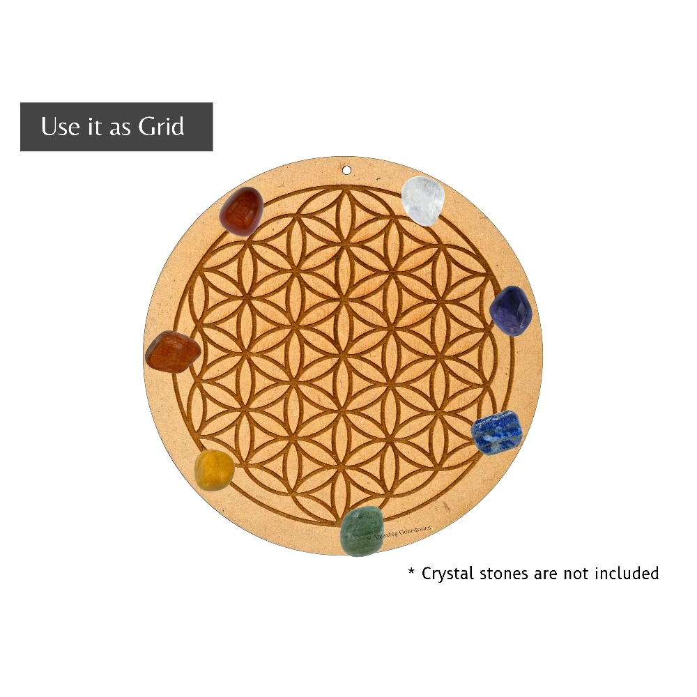 Wooden Crystal Grid Sacred Geometry - Flower of Life (6 Inch)