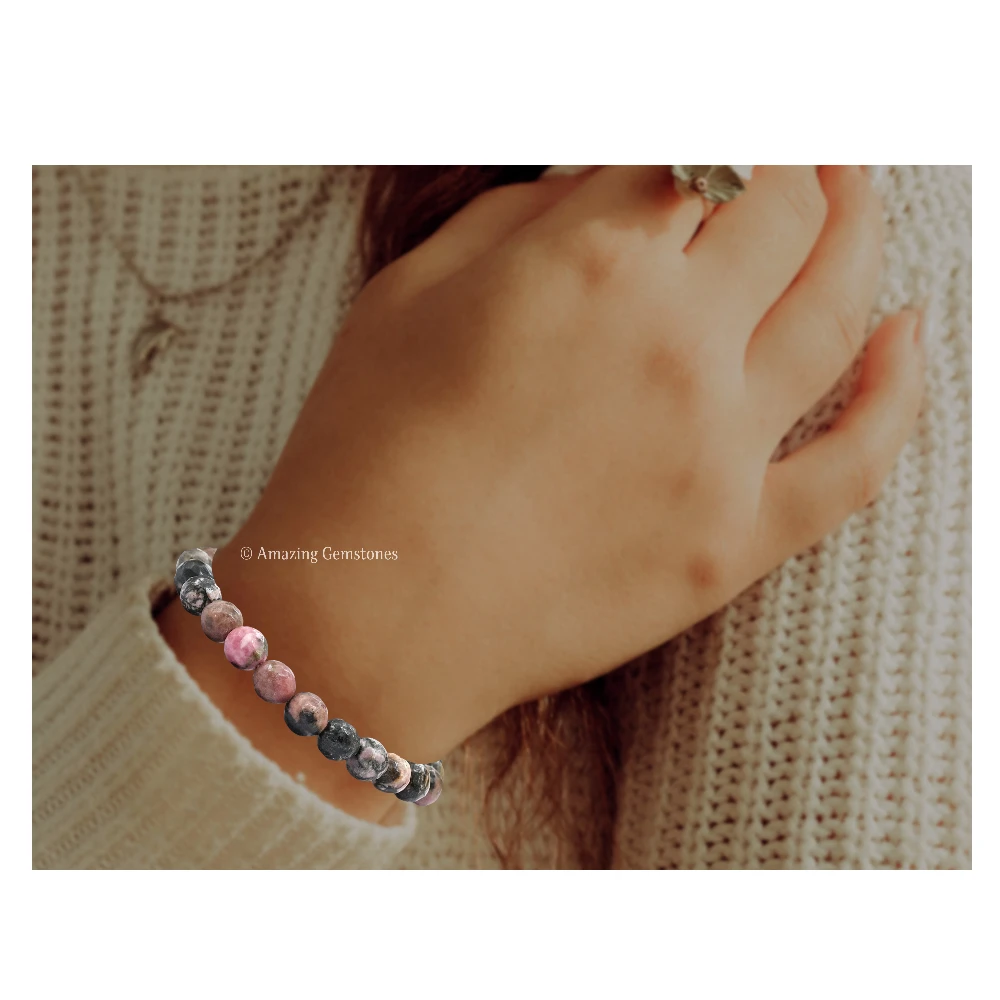 Rhodonite Bracelet (Faceted-Stretchable)