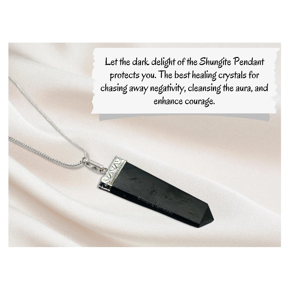 Shungite Necklace - Flat Pencil
