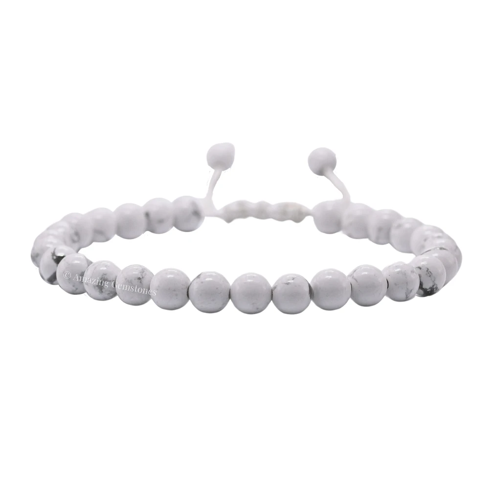 Howlite Healing Crystal Bracelets - 6mm Beads (Adjustable)
