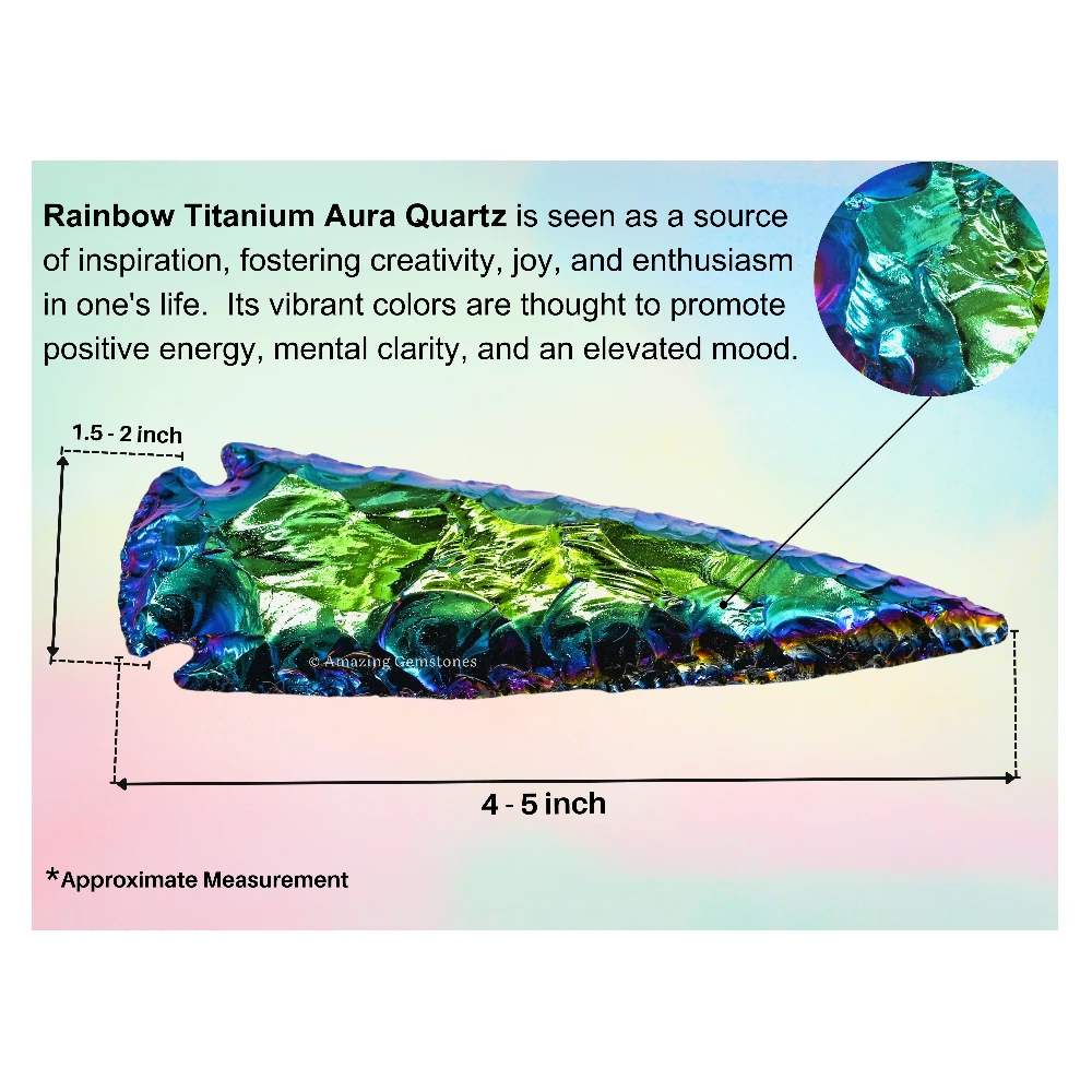 Titanium Aura Quartz Crystal Arrowhead - 4" to 5"