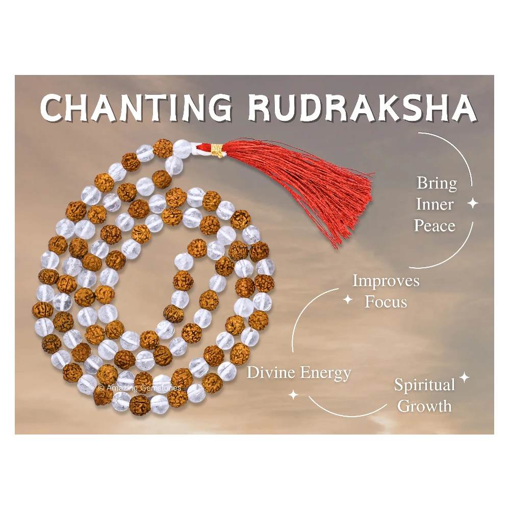 Rudraksha Sphatik Mala (Without Knot)