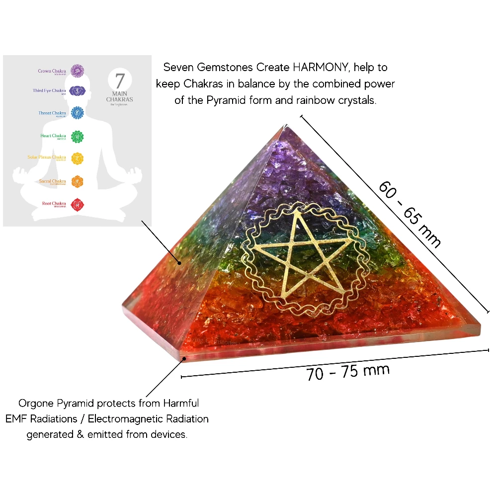 Chakra Onyx Orgone Pyramid - Pentacle