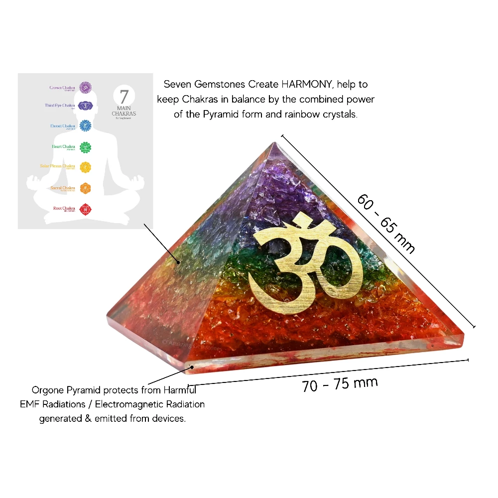 Chakra Onyx Orgone Pyramid - Big OM