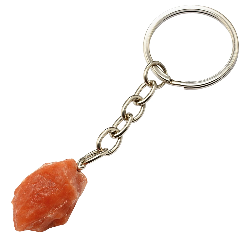 Peach Moonstone Keychain Keys Holder (Raw)