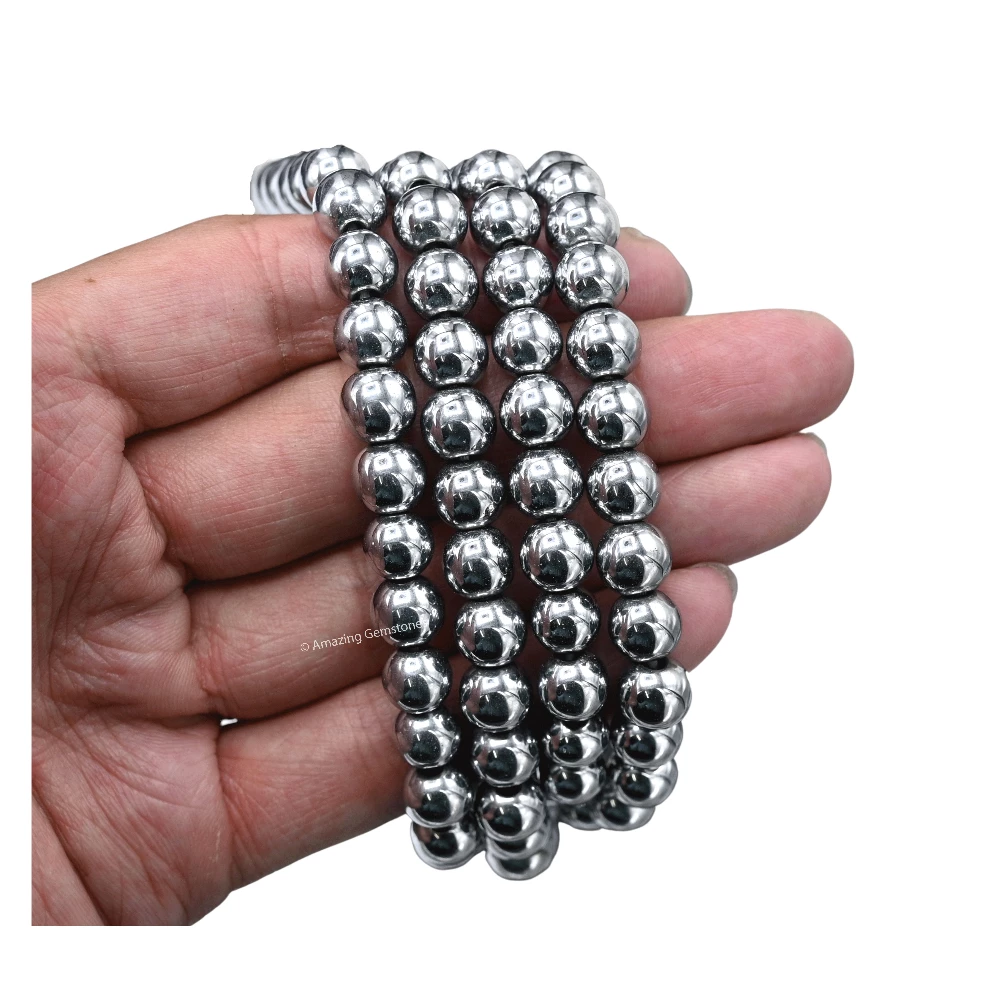 Silver Hematite Mala (Without Knot)