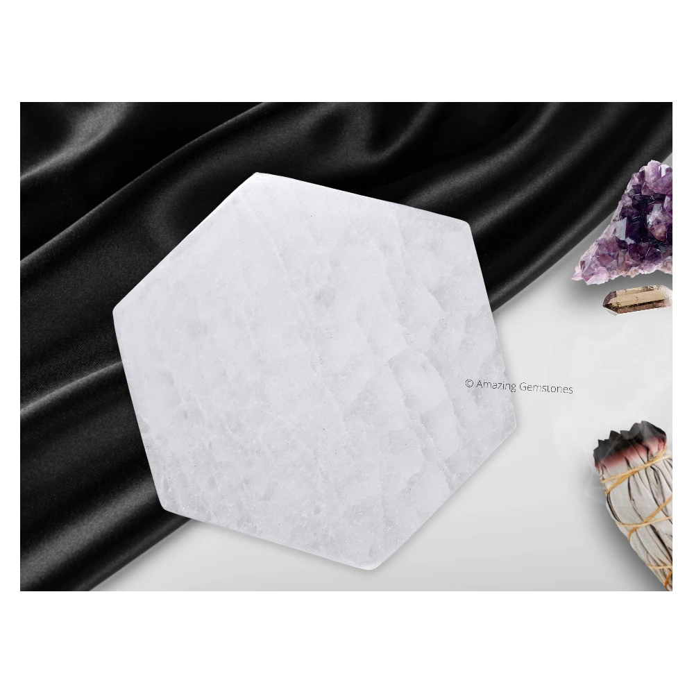 Selenite Charging Plate - Hexagon (4 Inch)