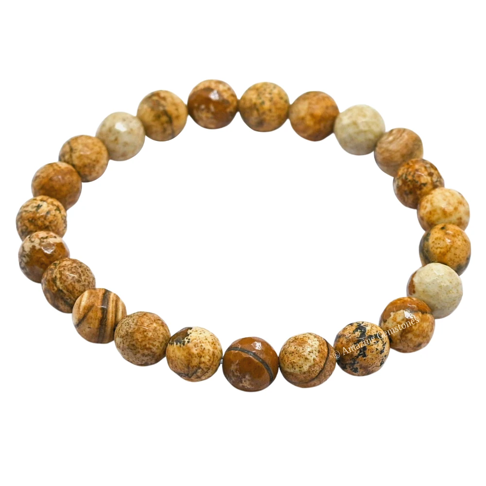 Picture Jasper Bracelet (Faceted-Stretchable)