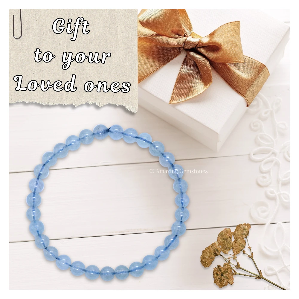 Aquamarine Healing Crystal Bracelets - 6mm Beads