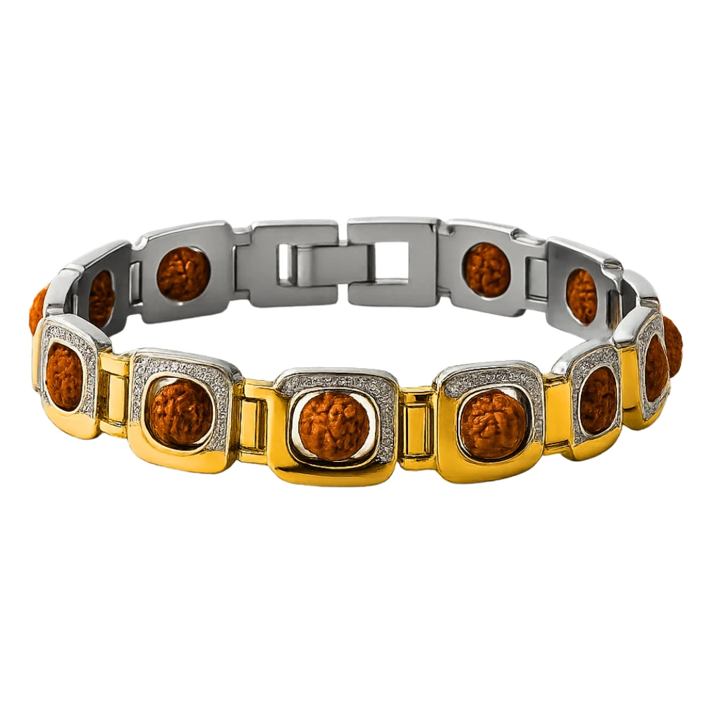 Rudraksha Bracelet - Premium Gold Silver Chain