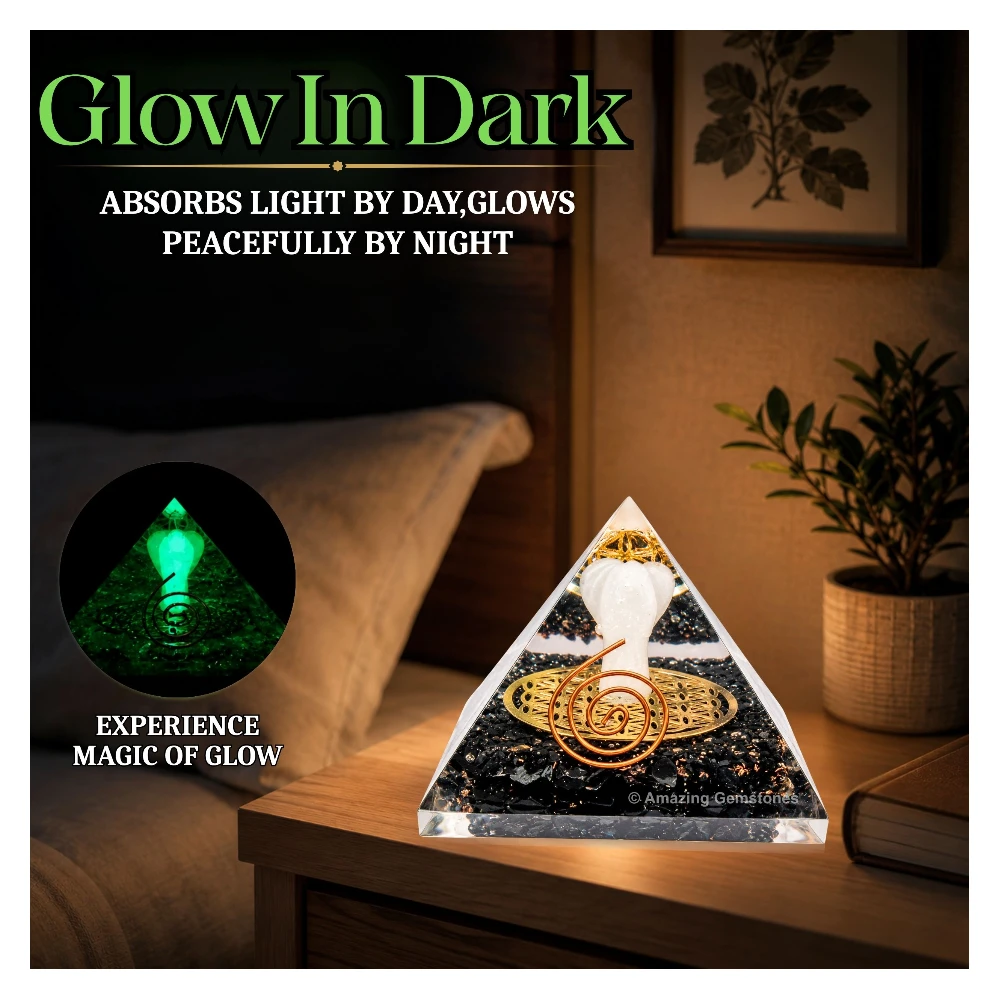 Black Tourmaline Orgone Pyramid - Angel Glow in Dark