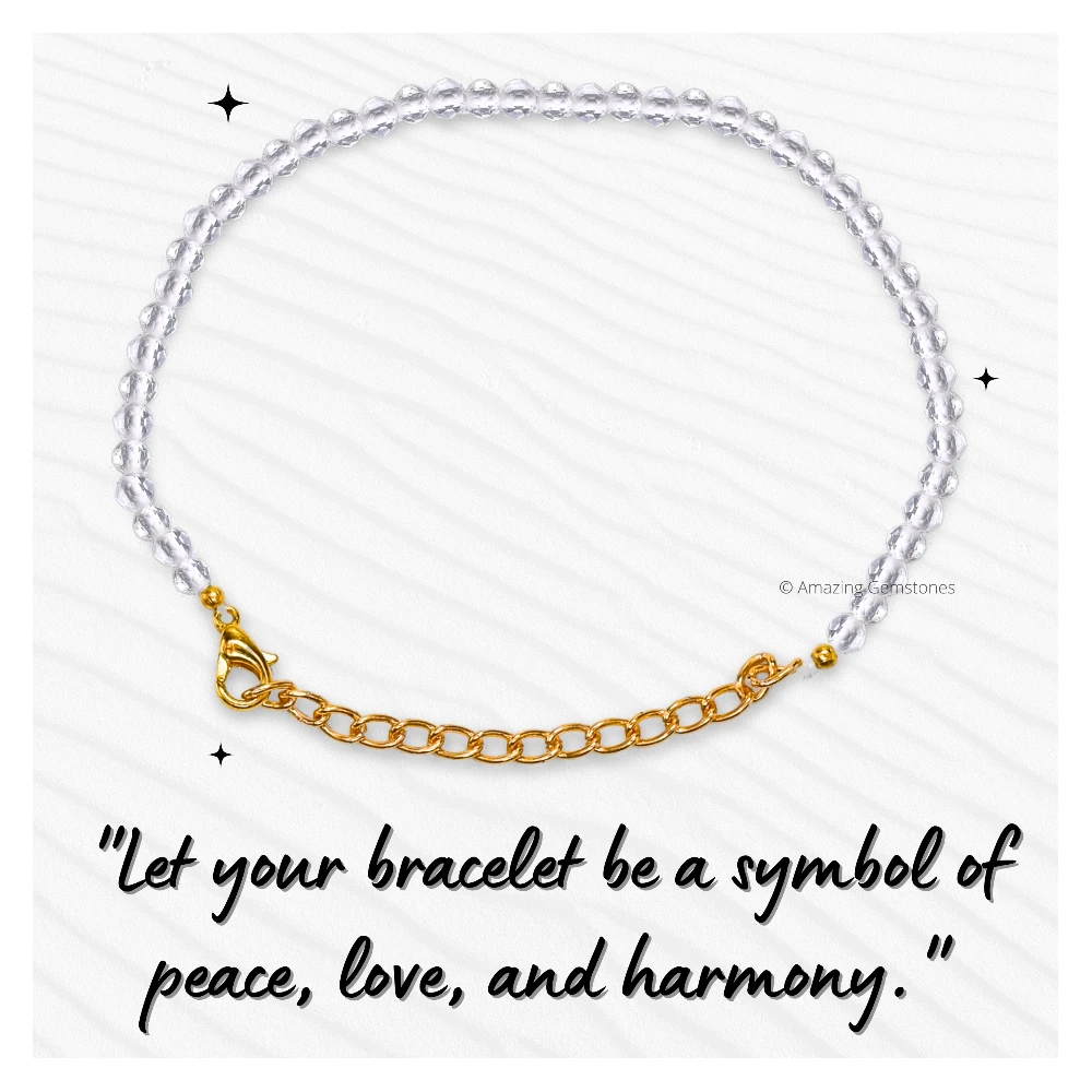 Clear Quartz Crystal Bracelet - 2mm Faceted Bead (Gold)